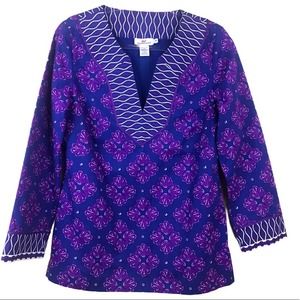 Vineyard Vines Women's Purple Floral V-Neck Tunic - Size 10